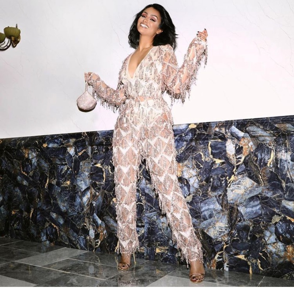 rose gold sequins jumpsuit